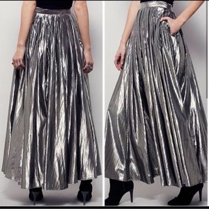 Free People Silver Maxi Skirt